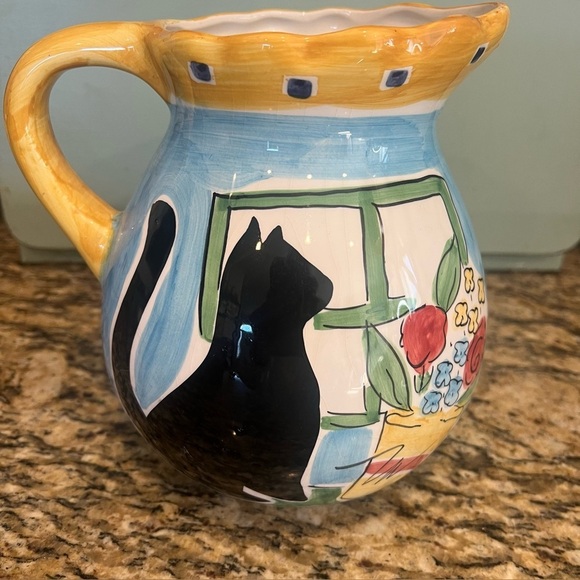 Hausenware Other - HAUSENWARE CERAMIC PITCHER ~ BLACK CAT AT WINDOW ~ 1999 ~MARY JANE MITCHELL
